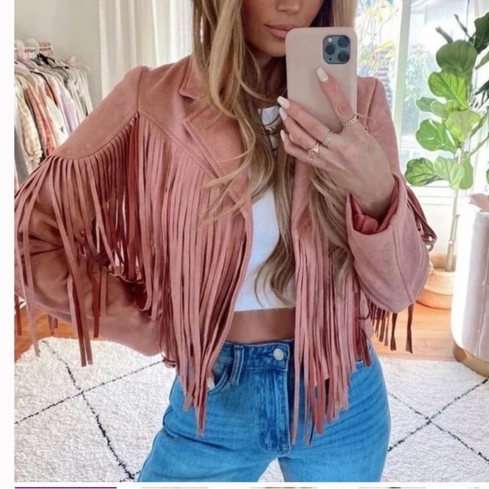 tassel boho fringe women jacket blazer long sleeve festival